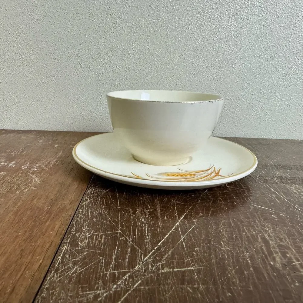 Homer Laughlin‎ Golden Wheat VINTAGE 24K Gold Accent Tea cup & saucer